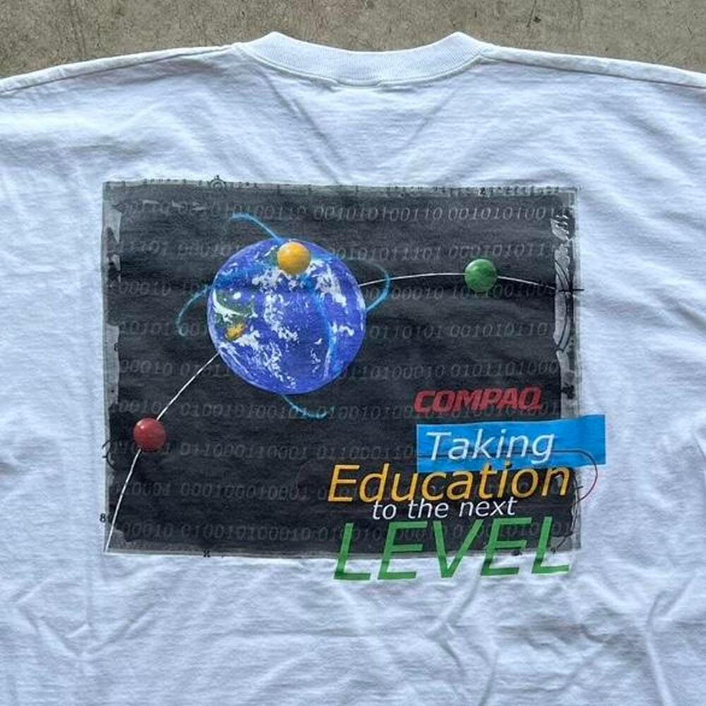 Vintage 90s Compaq Services Tech T-Shirt | Education Promo Graphic | Size XL